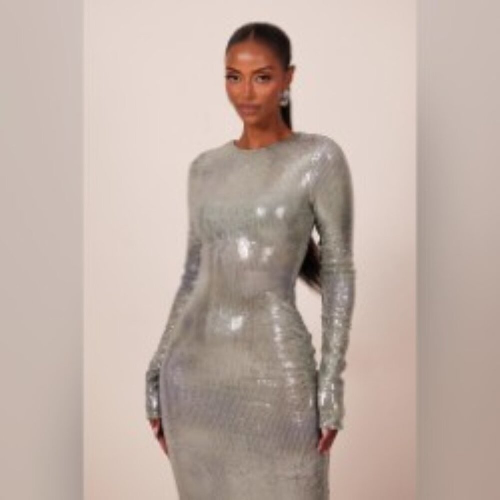 The Maya Midaxi Dress by Mars The Label (Silver Sequin)